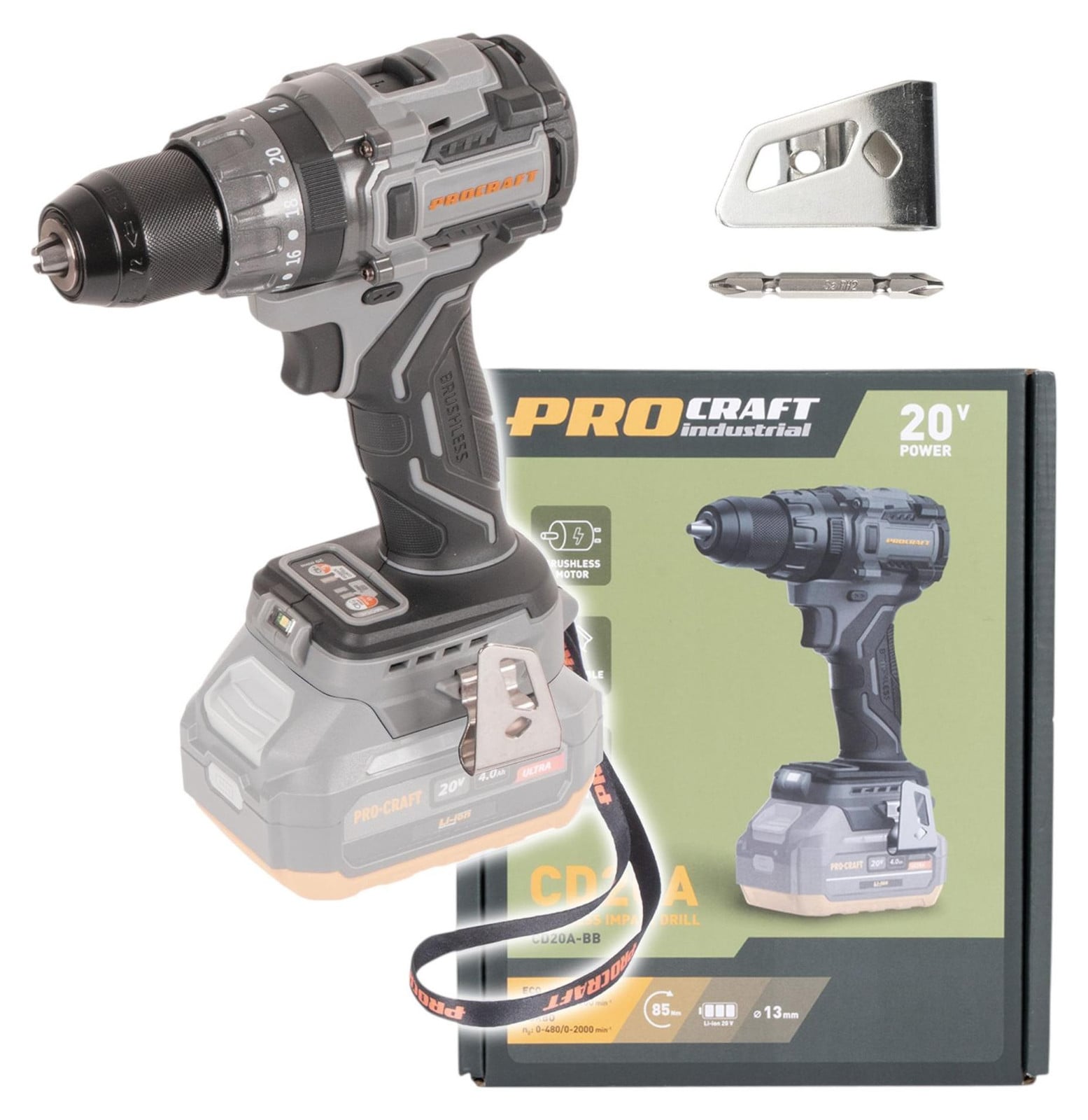 Procraft Industrial CD20Abb accu-klopboormachine 20 V 85 Nm Solo