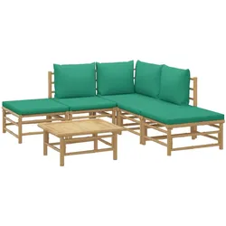 Helloshop26 - Gartenmöbelset Outdoor-Möbel 6-teilig mit Kissen grüner Bambus 02_0016956