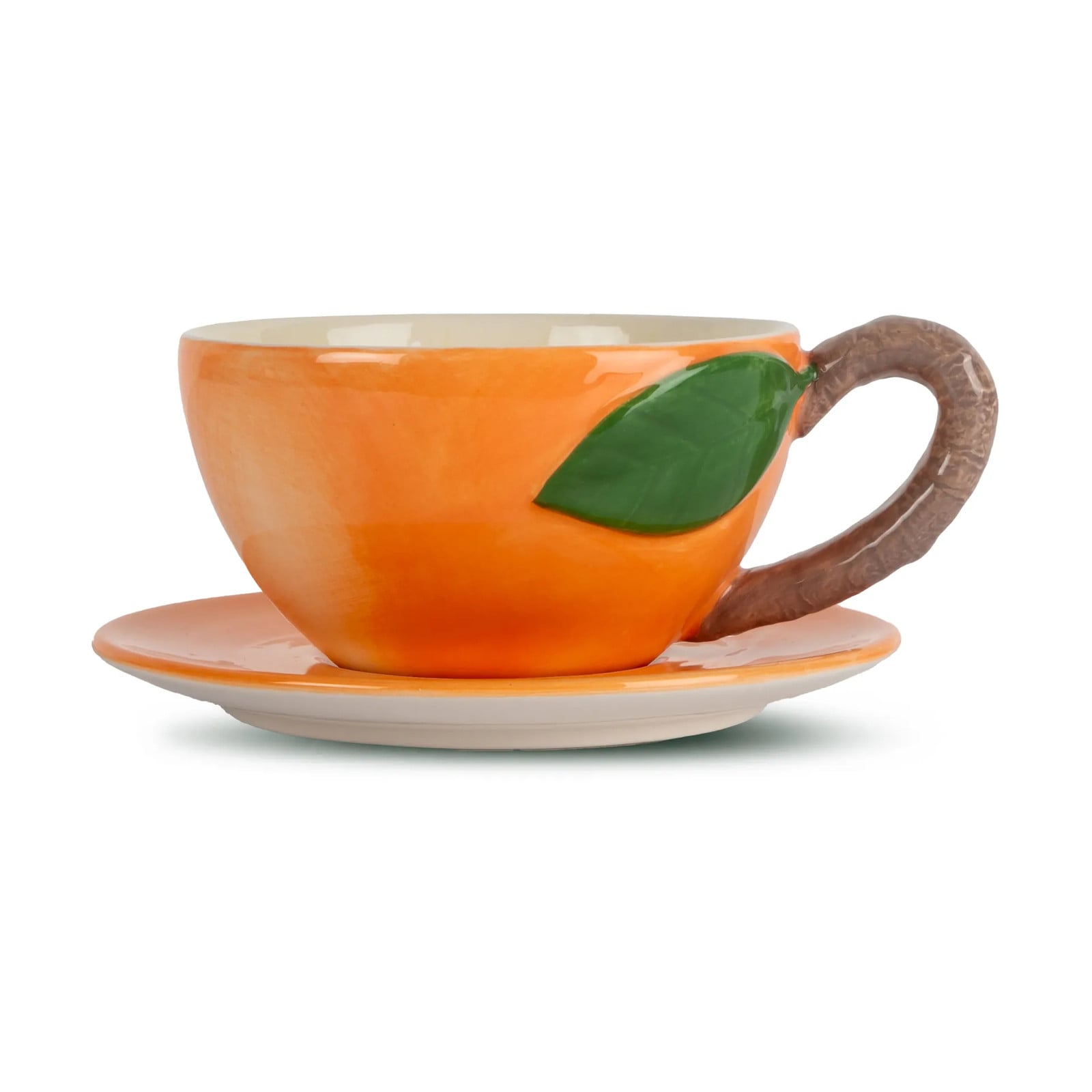 Byon Peach koffiekop met schotel Oranje