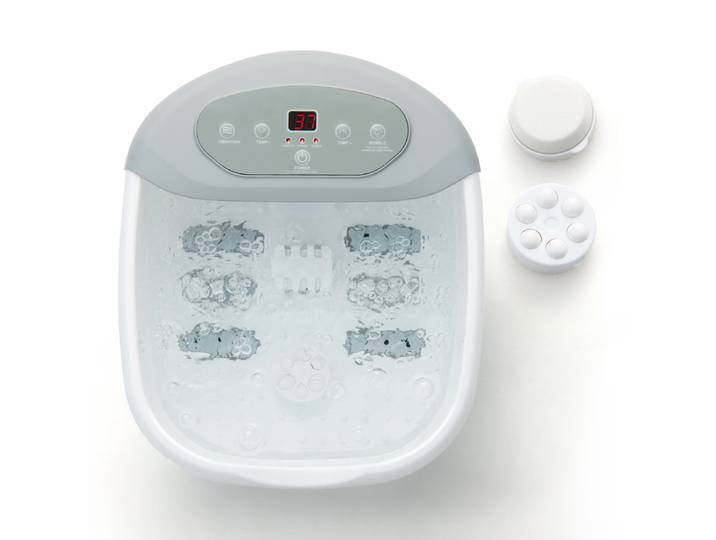 Voetbad Elektrisch Massageapparaat met Watermassage Voetmassageapparaat Voetbad met Pedicure Puimsteen en Rollen en Massageknopen Grijs