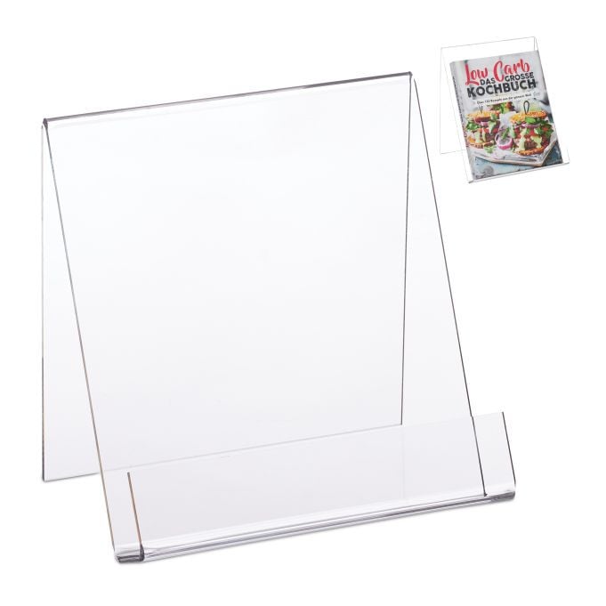 Relaxdays Boekenstandaard A5, Set van 2, Transparant