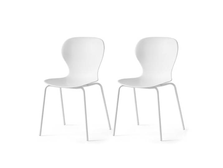 Connubia, 2 OPS! Stühle, Metallstruktur, Mattes optisches Weiß, Sitz aus recyceltem Polypropylen, 100% Mattes optisches Weiß