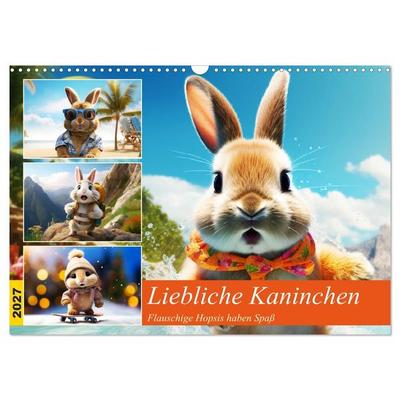 Liebliche Kaninchen. Flauschige Hopsis haben Spaß (Wandkalender 2027 DIN A3 quer), CALVENDO Monatskalender