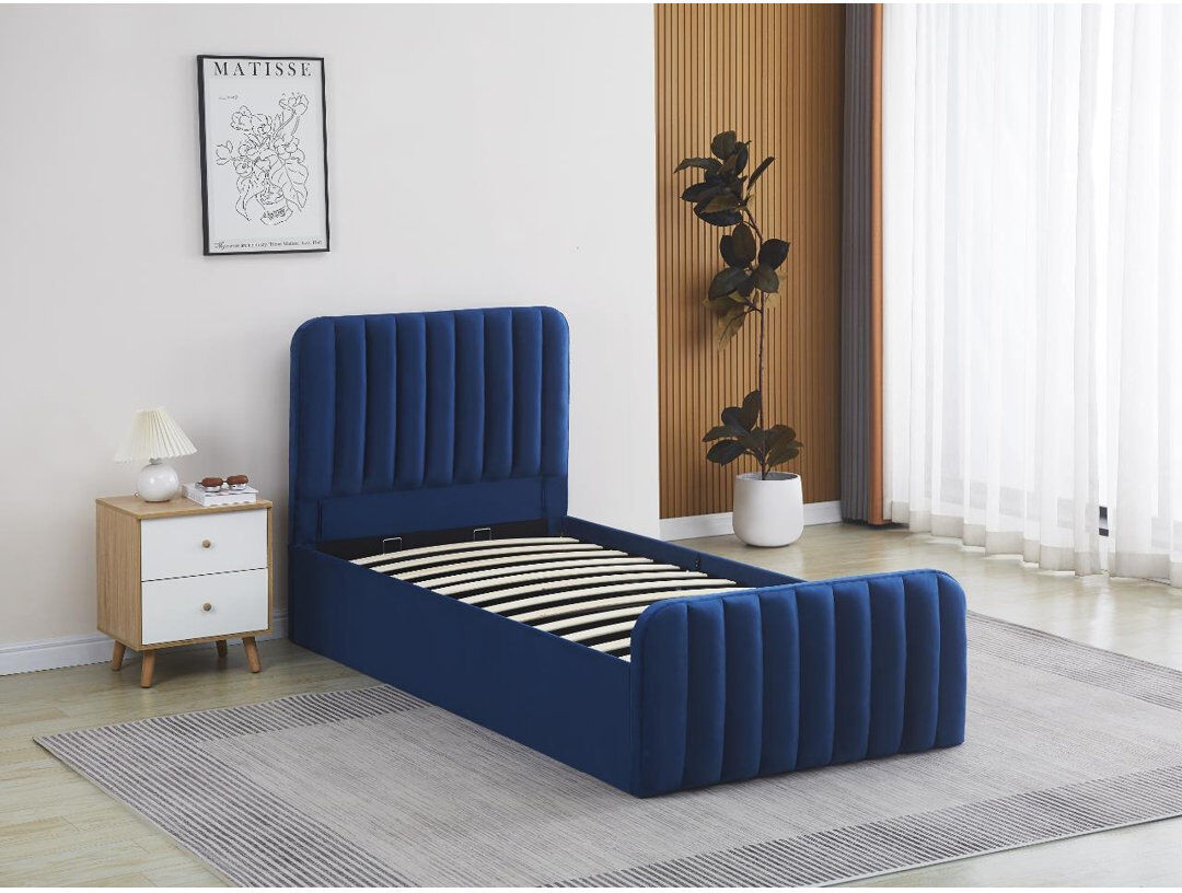 Fairmont Park Abgail Upholstered Ottoman Storage Bed Blue Single (3')