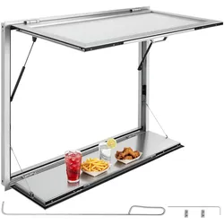 VEVOR Verkaufsfenster für Foodtrucks 1220 x 915 x 80 mm Aluminiumlegierung, Konzessionsfenster für Imbisswagen, bis 85° Aufklappbar, mit Verkaufsklappe, Servierablage & Schlepphaken, Regenschutz