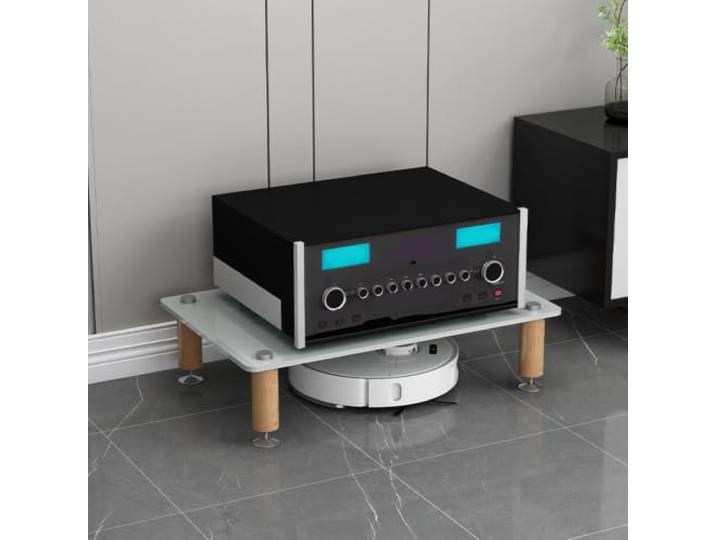 ZSCNYHMT HiFi Rack, 1-4 Ebenen Audio-Ständer mit Ablagen aus Hartglas Glasablagen, holzstruktur, flexible platzierung, für wohnzimmer und audiobereiche