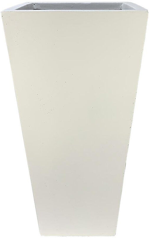HORTICO Tall Planter with Drainage Holes, Frostproof Outdoor Plant Pot, Concrete Effect Tall Tapered Planter White 50.5cm H x 24.5cm W x 24.5cm D