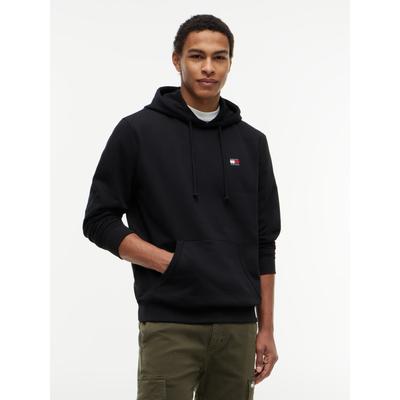 Hoodie TOMMY JEANS "TJM REGULAR BADGE", Herren, Gr. L, schwarz, Sweatware, Obermaterial: 100% Baumwolle, regular fit normal, Rippbündchen, Sweatshirts Hoodie