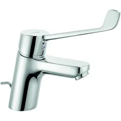 Kludi Pure&easy care Waschtischarmatur 372870565 chrom, DN 15, mit Metall-Ablaufgarnitur, Klinik-Hebel 180mm