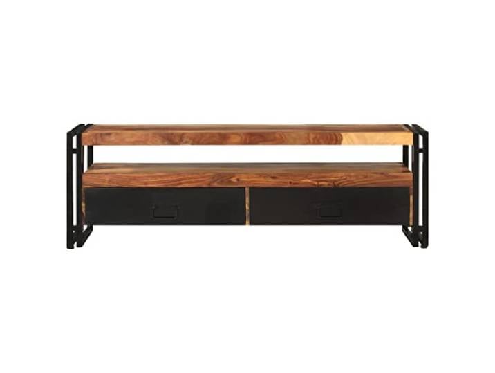 KGHERMDF TV-Schrank 120x30x40 cm Massivholz Akazie Mit Stahlgestell, 2 Schubladen, 1 Ablage, Robust, Stabil, Einzigartige Maserung