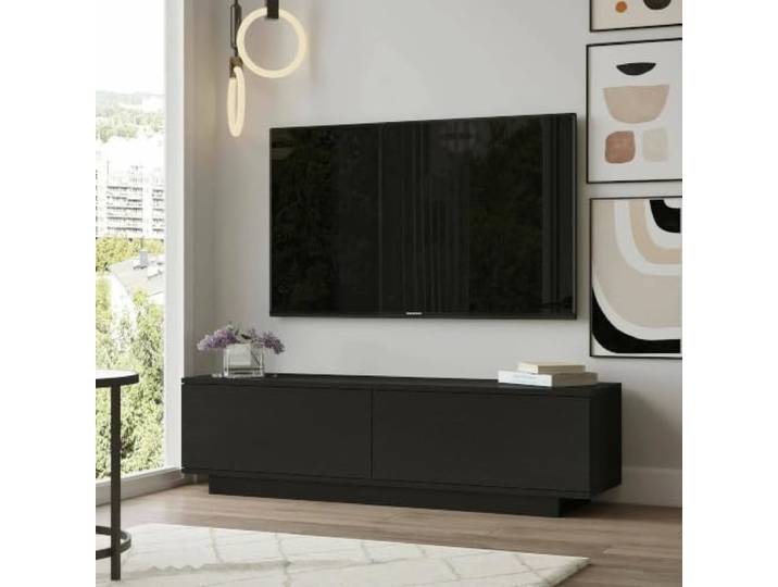 Dmora TV-Schrank Zaur 140x35,5x38,2 cm Schwarz 1 Regal, 2 Türen
