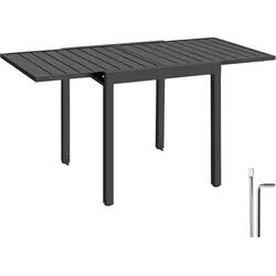 TecTake GmbH tectake Aluminium Gartentisch Campos, ausziehbar, höhenverstellbar, 70-140x70x75cm, dunkelgrau, Gartenmöbel