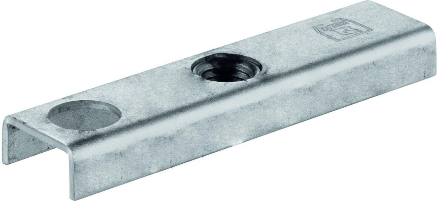 HELM Schiebetor-Flansch mit mittig platziertem Gewinde, 393 S Stahl blank (039311)