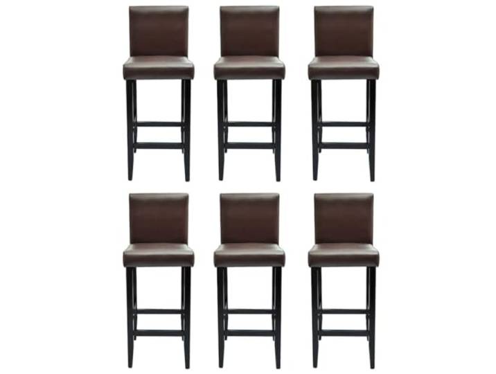 GHVBNMF Barhocker 6er Set Dunkelbraun Kunstleder Barstuhl Holzbeine Weich gepolsterte Tresenstühle mit solider Holzbasis für Küche, Esstisch, Heimbar und Gastronomie als praktisches 6er Set.