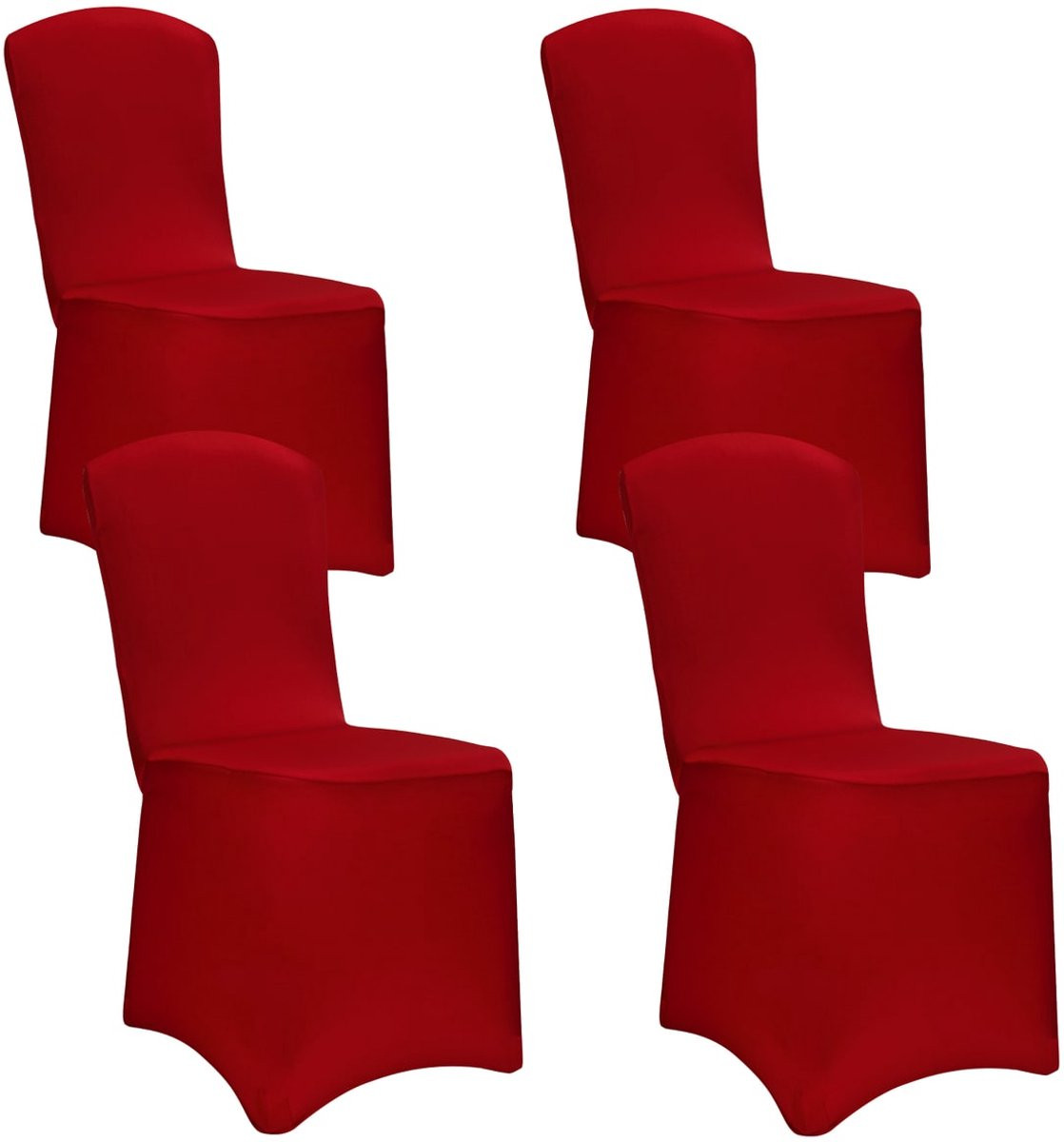 Detex Set van 4 Stretch Kreukvrije Stoelhozen voor Eetkamerstoelen - Bordeaux Rood