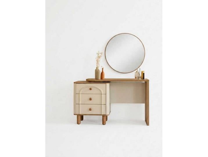 JVmoebel Schminktisch Schminktisch Hocker Set Beige Modern Luxus Frisiertisch Kosmetik