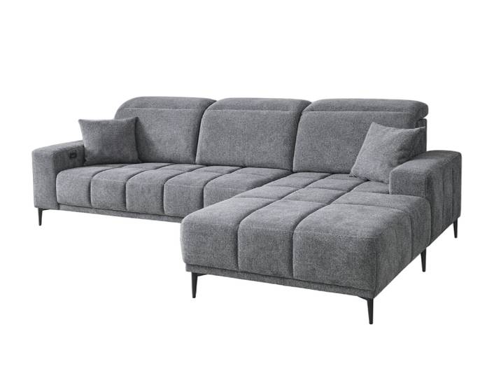 Ecksofa Livorno mit elektrischer Sitztiefenverstellung Grau