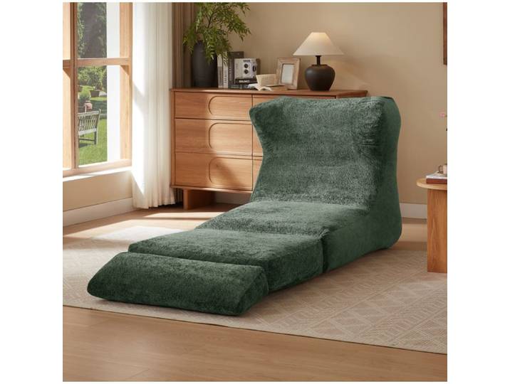 WOVREO chauffeuse convertible 1 place 118 x 90 x 86 cm design moderne mousse vert