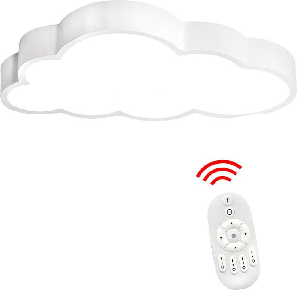 UISEBRT Witte Wolken LED Plafondlamp 48W, Ultradun en Dimbaar met Afstandsbediening, Moderne Cartoonlamp voor Kinderkamer, Slaapkamer of Keuken