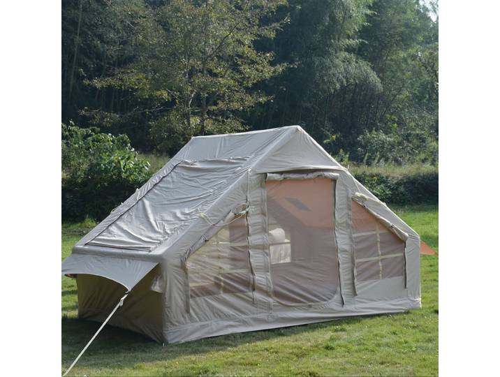 Grande tente de Camping gonflable avec cric de poêle, abri extérieur pour 4-6 personnes, centrale aérienne gonflable, tissu élastique 300D