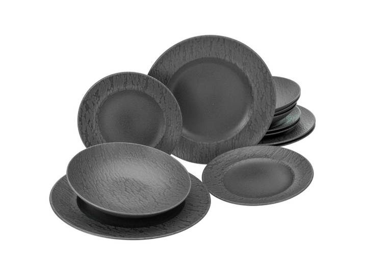 Creatable Tafelservice, Schwarz, Keramik, 12-teilig, Geschirr, Geschirrsets, Tafelservice