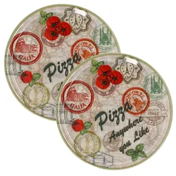 2er Set Pizzateller Charme Green - Moskau grün - 31cm - 04019#ZCHAV