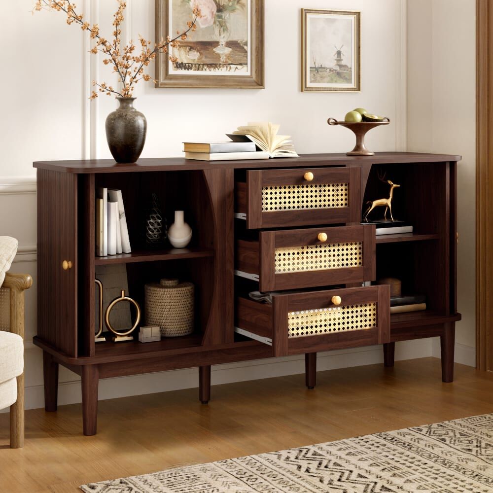 Urban Meuble Buffet de rangement avec 7 tiroirs blanc 140x40x89 cm Marron 141x73x40cm