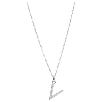 Kette mit Anhänger SMART JEWEL "Buchstabe V mit Zirkonia Steine, Silber 925", silber, Halsketten, Damen, 45cm