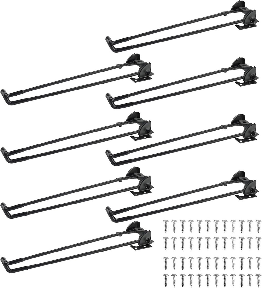 Set van 8 zwarte inklapbare haarspeldpoten van metaal van 43 cm voor DIY meubels
