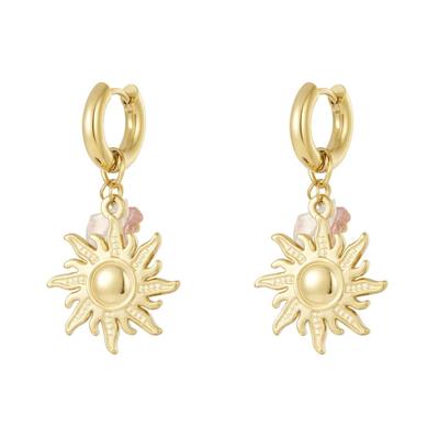 Paar Ohrhänger ADELIA´S "Ohrringe Ohrhänger mit Sonnenanhänger aus Edelstahl und Stein", Damen, Gr. Damen, Edelstahl, goldfarben, Ohrringe, Modeschmuck mit Sonnenanhänger, trendig im Look