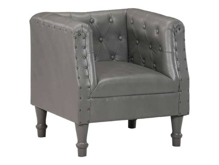 Armchair Gray Real Leather