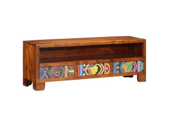 GPUTYGHN TV-Schrank Mehrfarbig 110x30x40 cm Massivholz Akazie Handbemaltes Unikat, Stauraum für Medien, Pflegeleicht, Für Wohn- und Schlafzimmer