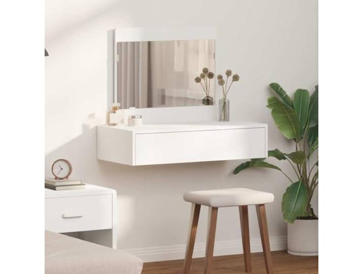Schminktisch Weiß 83x40x70 cm Holzwerkstoff mit Spiegel und Schubladen Matte Oberfläche, zwei Schubladen, flacher Spiegel, stabiles Holzwerkstoff, modernes Design, Schlafzimmer