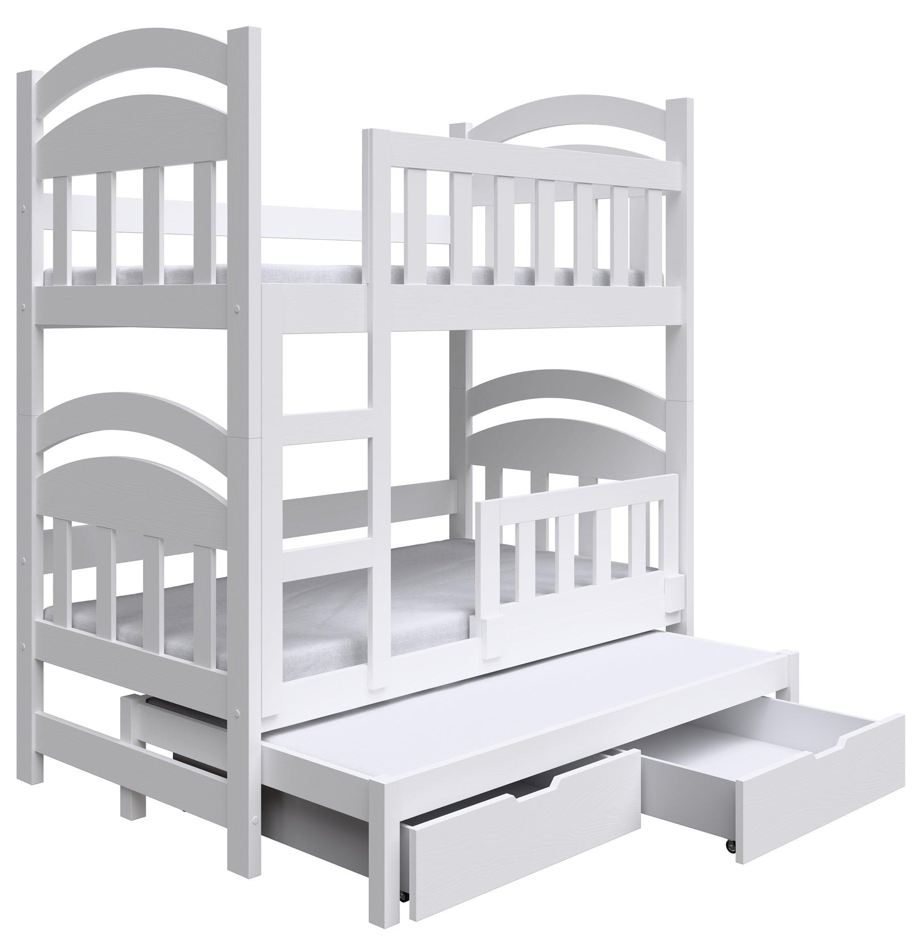 Selsey Dopio - Etagenbett für 3 Personen mit Matratzen, weiß, 75x180 cm