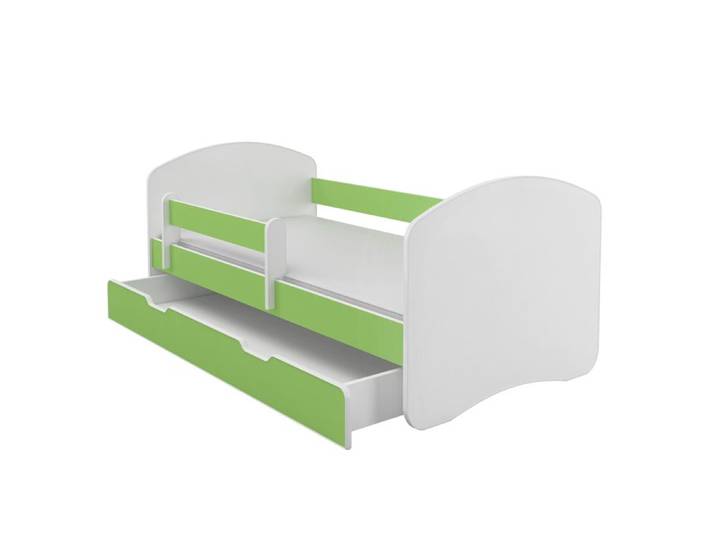 Lit Enfant Bébé 160x80 + TIROIR Matelas Sommier Gratuite Vert ACMA II