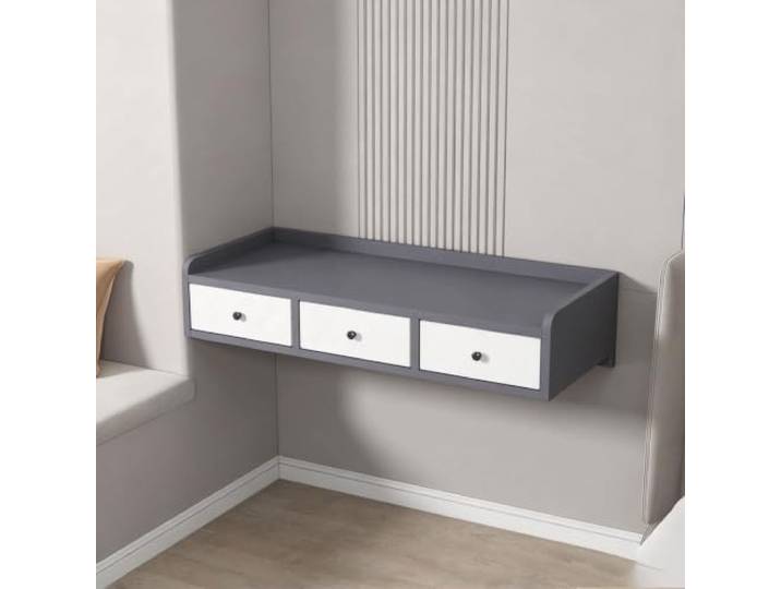 CTSSWMWY Holz Wandmontierter Schwebender Schminktisch Leise Schublade, Stabil & Platzsparend, Modern, für Schlafzimmer und Badezimmer(D,47.2*15.7*9.84in)