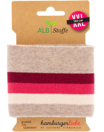 Albstoffe Bio-Strickbündchen "Cuff Me College", taupe/rot, 1,4 m