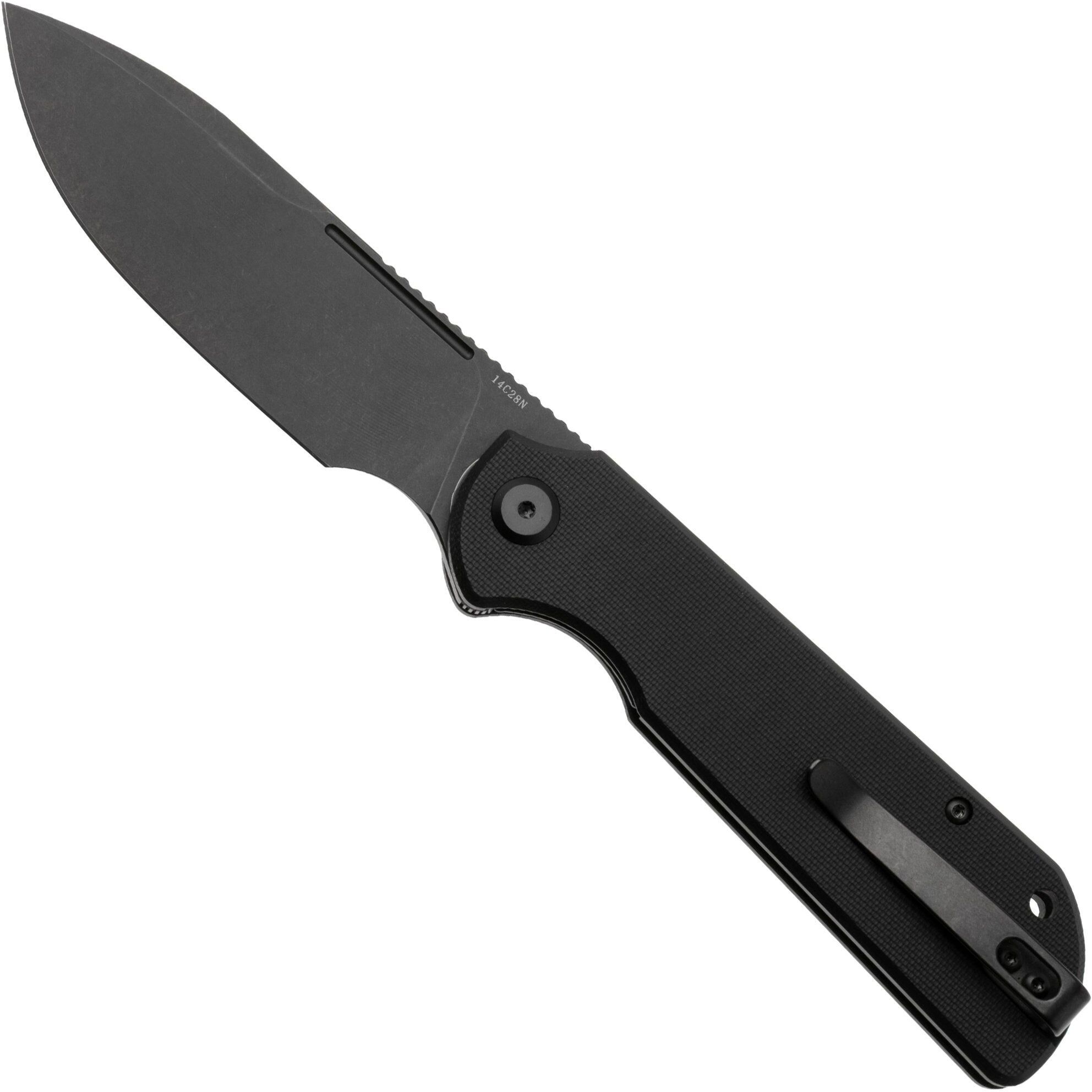 Eutektik Binary BIN-BBW-R Blackwashed 14C28N, Black G10, coltello da tasca