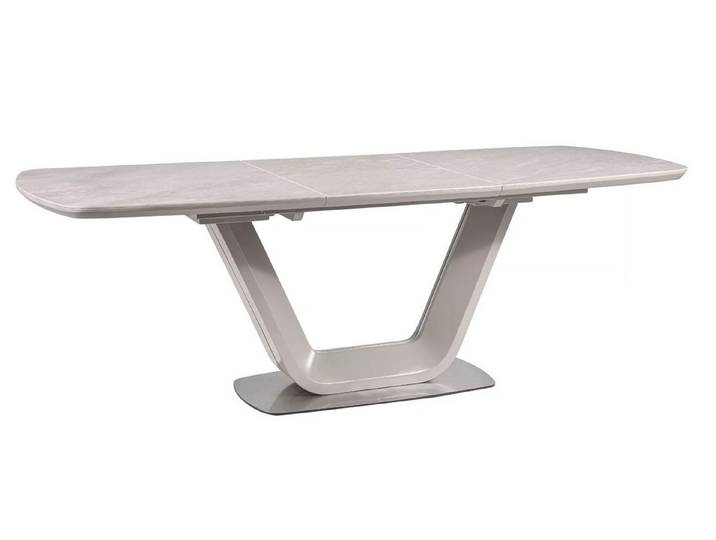 Feldmann-Wohnen Esstisch Accra (Tischplatte ausziehbar bis 220cm, 1-St., Marmor Optik, Tischplatte aus Keramik und MDF), 160-220x90cm grau Marmor ausziehbar