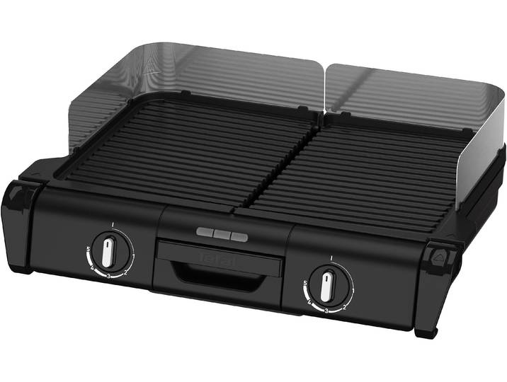 Tischgrill TEFAL TG800N Family-Grill , schwarz, B:37cm H:11cm T:53cm, Kontaktgrill_Standgrill_Tischgrill_Teppanyakigrill, Tischgrill, Indoor- & Outdoor-Elektrogrill, 2 Grillplatten, antihaftbesch., 2400 W