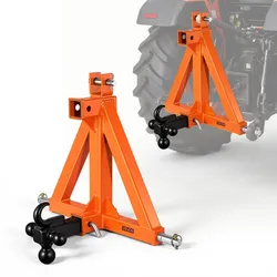 VEVOR 3-Punkt-Anhängerkupplung mit 2 Zoll-Aufnahme, Dreipunkt-Schnellkupplung mit 3 Anhängerkugeln, Traktor-Zugstangenadapter für Kategorie 1, Kompatibel mit Verschiedenen Kompakttraktoren, Orange