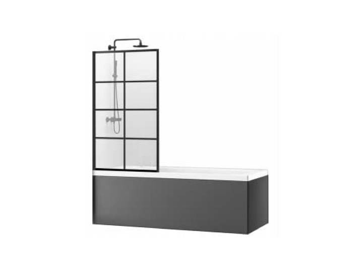 VBChome Duschwand 70 x 140cm Schwarz Still Duschabtrennung Spritzschutz Badewannenaufsatz