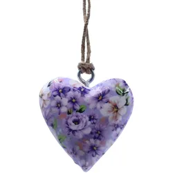 Large Decor Wood Hearts -  Purple Flower