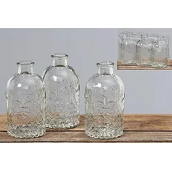 BOLTZE GRUPPE GmbH Vase Country, 3 tlg., H 12 cm, Glas, Transparent Sortierung: 1 sort.; Glasart: Klarglas; Länge Artikel: 20 cm; Breite Artikel: 6,5 cm; Höhe Artikel: 1