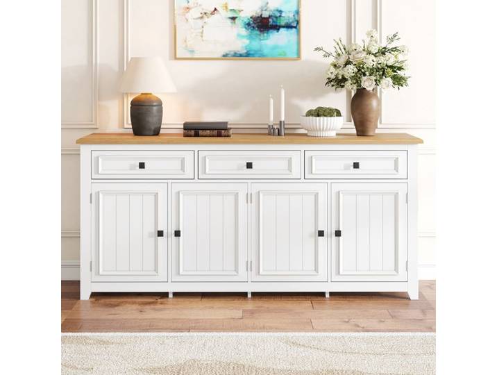 Buffet 160x 35 x 76 cm placard rangement ensemble de salon buffet blanc