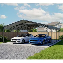 Westmann Carport Kopenhagen L | Metall Doppelcarport | Satteldach - Grau