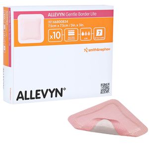 Smith&Nephew Pflaster ALLEVYN Lite, 10 Strips, wasserdicht, elastisch, 7,5 x 7,5cm