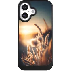 Nivocase Hülle für Apple iPhone 16 Handyhülle NIVOcore Case Schwarz Natur Sonne Pampasgras (Apple iPhone 16), Smartphone Hülle, Schwarz