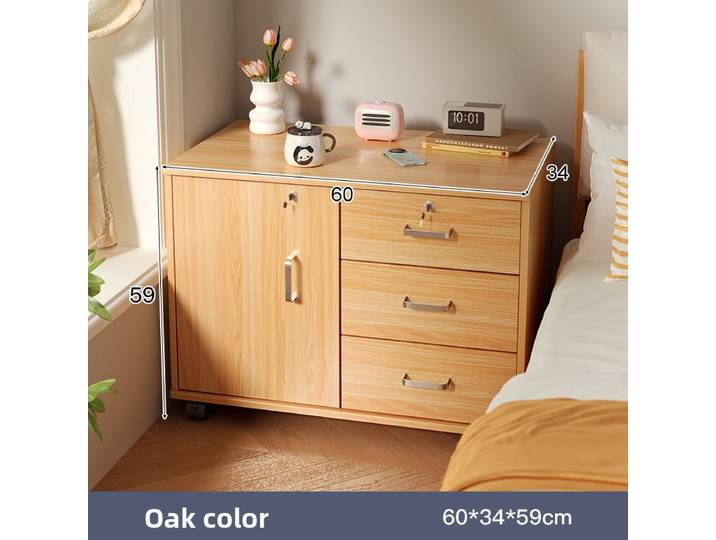 Armoire de chevet stable et simple avec serrure, étagère de rangement multifonctionnelle amovible, armoire basse de chevet