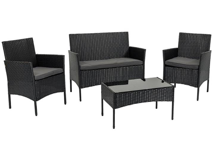 Garten-Set LYCOS Rattan synthetisch schwarz